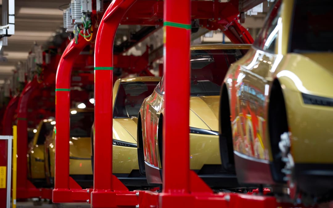 Cybercab bodies on the production line at Gigafactory Texas (Q2 2026 update)